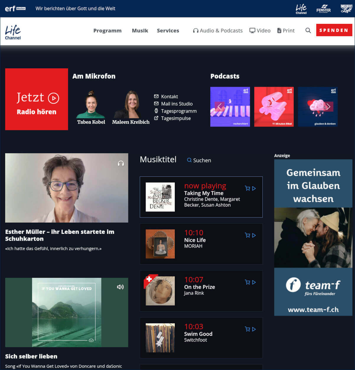 ERF-Medien.ch: Radio LIfe Channel, das christliche Radio der Schweiz