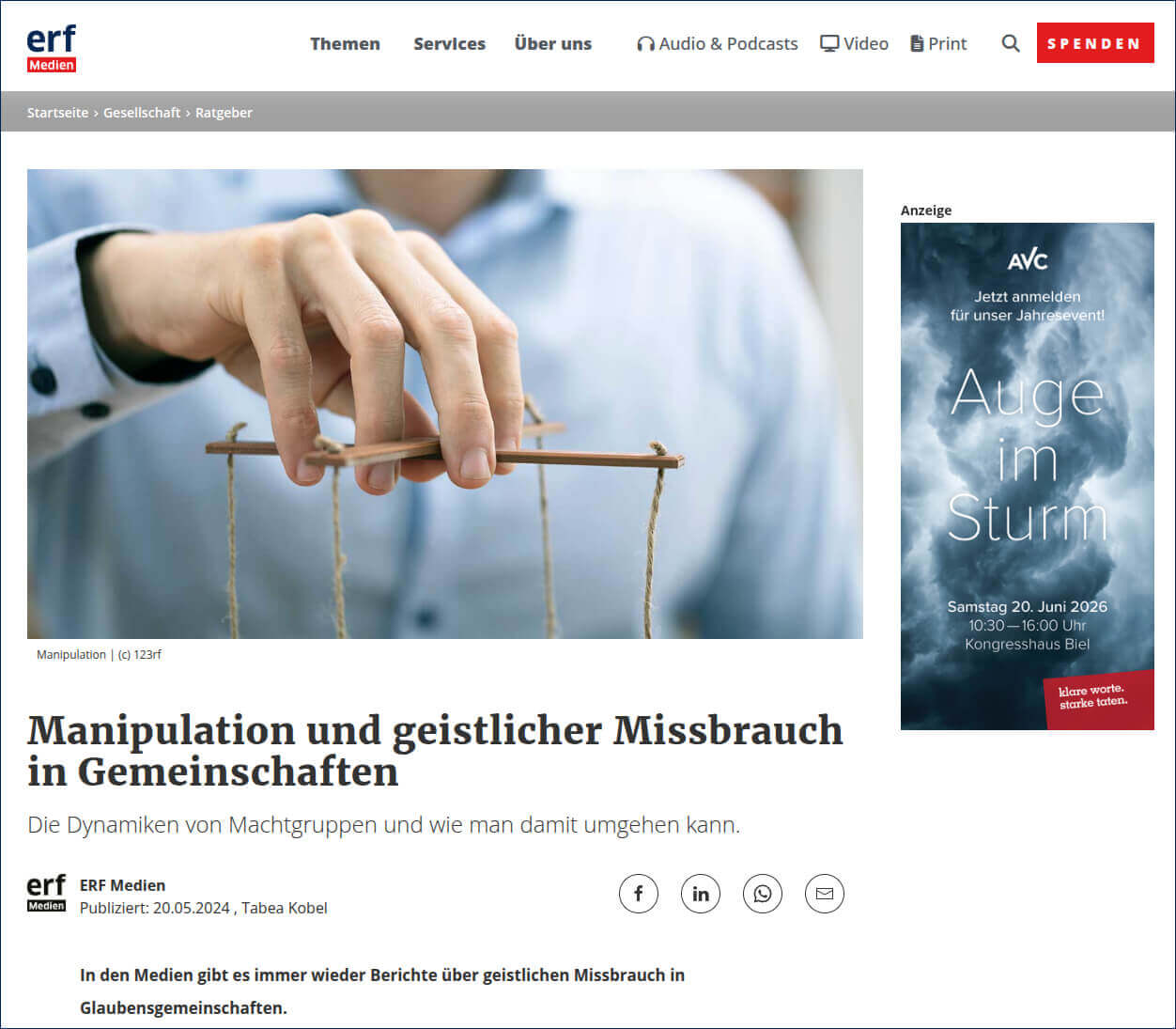 Radiobeiträge Podcast zum Thema geistlicher Missbrauch auf ERF-Medien.ch