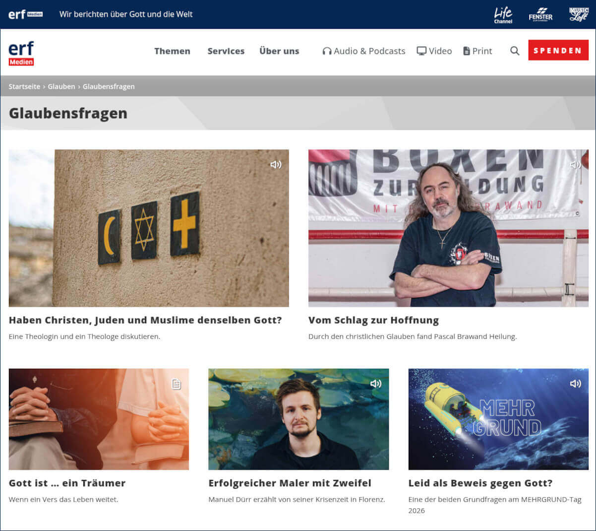 ERF-Medien.ch: Fragen zum christlichen Glauben - Radiobeiträge