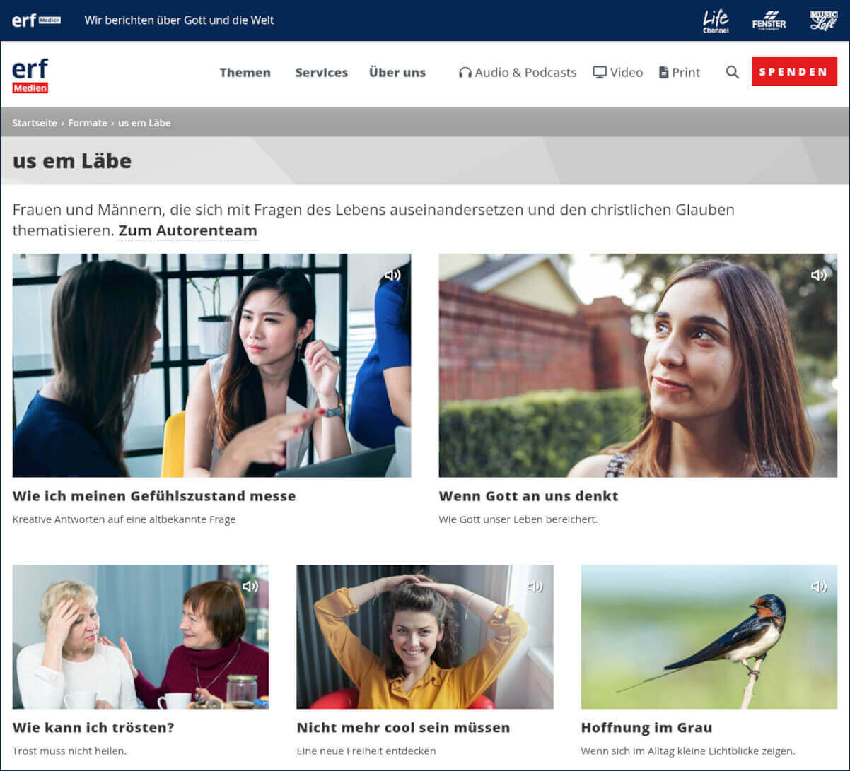 Christliche Andachten, Inputs: Radiosendungen ERF-Medien.ch